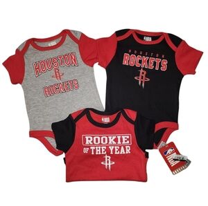NBA Houston Rockets Infant Bodysuit Trio - Red, Black, Gray